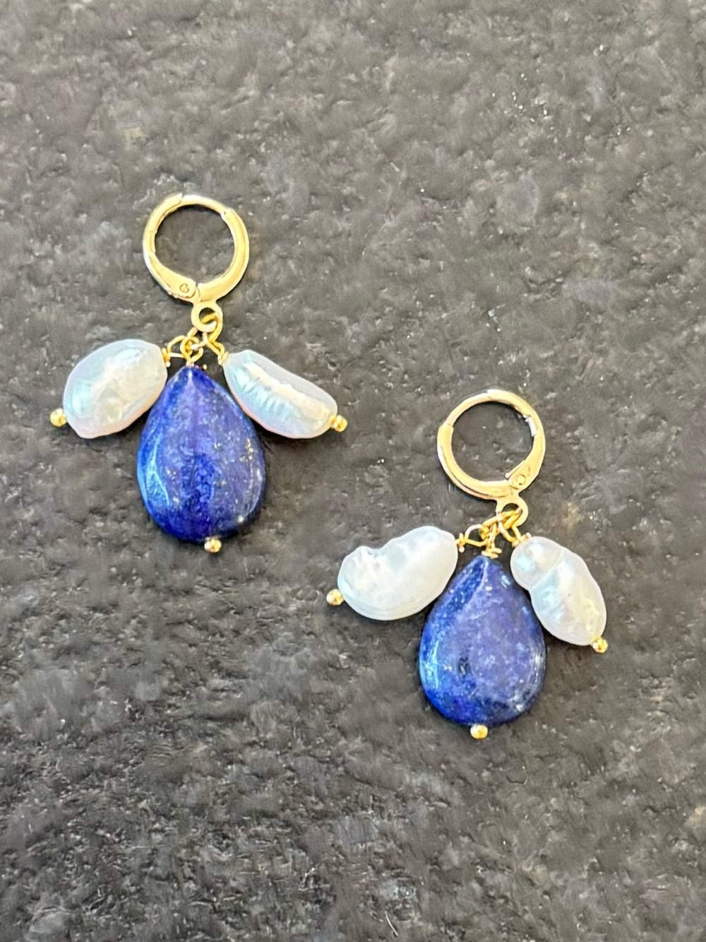 NWOT Tuckernuck Pearl and Lapis Lazuli Earrings